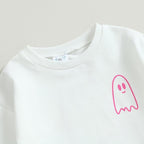 0-4T Toddler Boy Girl Halloween Outfit Fall Clothes Ghost Long Sleeve Sweatshirt Top Pants Baby Halloween Clothes