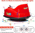 12V Bumper Car for Toddlers, Electric Toy Ride on Battery Car with Kids W/Parent Remote Control, 2-Speed, 360 Degree Spin, Music & LED Lights for Kids, Red