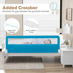BABY JOY Bed Rails for Toddlers, 71'' Extra Long, Upgraded Swing Down Bed Guard w/Safety Strap, Folding Baby Bedrail for Kids Twin, Double, Full Size Queen & King Mattress (71-Inch, Blue)