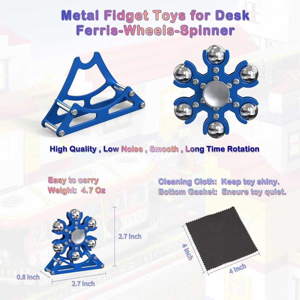 Desk-Fidget-Toys for Ferris-Wheels-Spinner: Metal Kinetic-Spinner 4mins, Cool-Gadgets for Kid Children Teen Adult EDC-Toy, ADHD Tools Cool-Stuff Stress Relief Gift for Office Home School Christmas