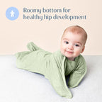 SleepingBaby Zipadee-Zip Transition Swaddle - Cozy Baby Swaddling Blanket with Zipper Convenience - Roomy Wearable Blanket for Easy Diaper Changes - 6-12 Month - Zen Garden Green Heather