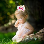 2pcs Lace Hair Bows for Girls, White Lace with Hot Pink Hair Ribbons, Alligator Bow Hair Clips, Handmade Hair Accessories for Girls