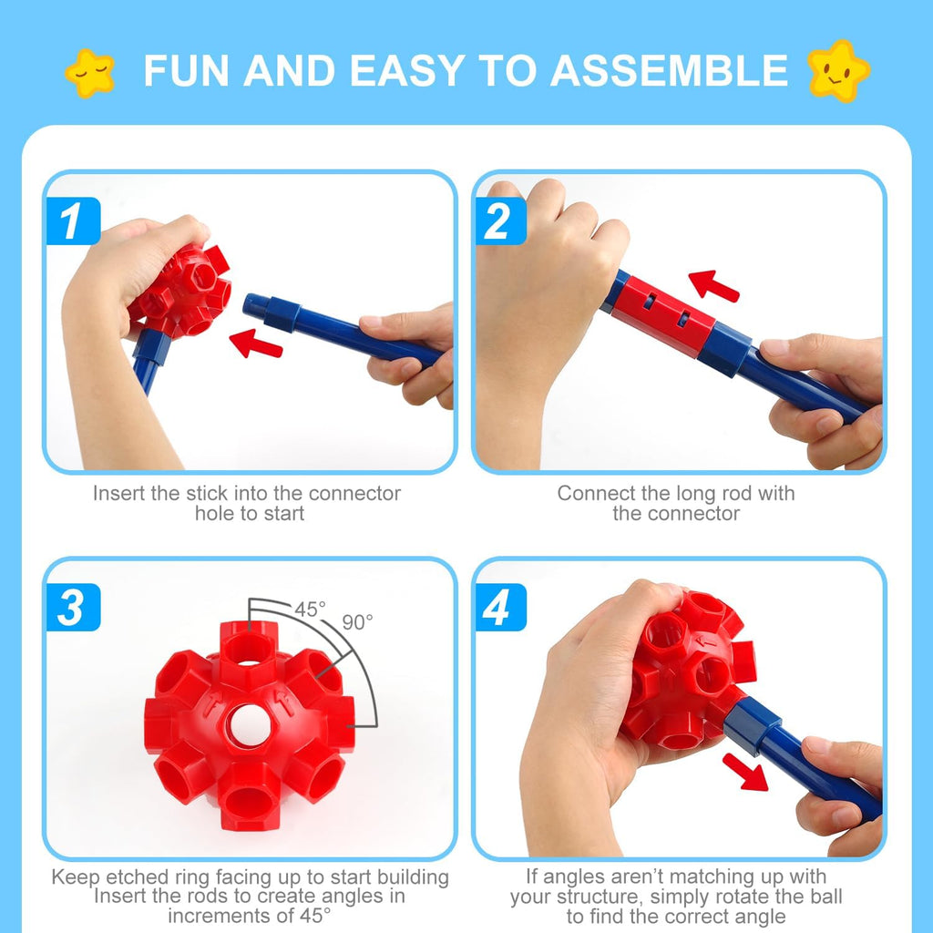 SpringFlower Fort Building Kit for Kids,STEM Construction Toys, Educational Gift for 3 4 5 6 7 8 9 10 11 12 Years Old Boys and Girls,Ultimate Creative Set for Indoor & Outdoors Activity,100 Pcs