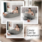 Pregnancy Pillow, Full Body Maternity Pillow 57 inch, with Removable Washable Cover - Sleep Support for Legs, Back, Neck, Shoulder, HIPS, Belly for Pregnent Women (Cooling Cover)