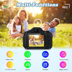 Kids Camera,HD Digital Video Camera,Childrens Toys for 3 4 5 6 7 8 9 Year Old Boys/Girls,Selfie Camera for Kids,Christmas Birthday Gifts with 32GB SD Card (Black)
