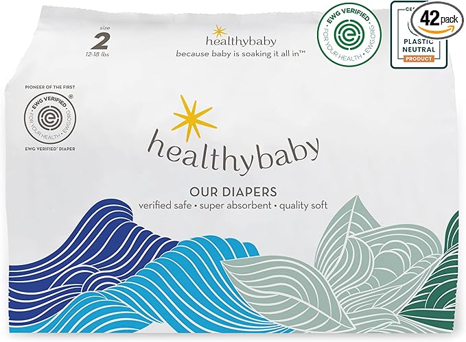 Our Diapers | EWG Verified Safe & Plant-Based Diapers | Leak Protection | Soft Organic Cotton Shell | Chlorine-Free Diaper for Sensitive Skin | Size 2 (12-18 lbs) 42 Count