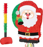 WERNNSAI Christmas Piata Large Pull String With Blindfold Bat - Cute Santa for Party Games, Red Decorations 16.5" x 12.4" - Gifts for Kids