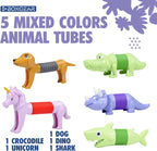Boxgear 5-Pack Pop Tubes Mixed Animal Fidget Toys – Sensory Tubes for Toddlers – Cute Animal Sensory Fidget Toys for Girls and Boys – Stress-Relief Pop Sound Spring Toddler Sensory Toys