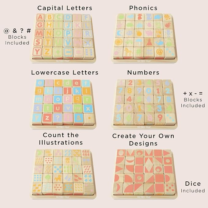 Le Toy Van - Petilou Wooden Educational ABC Wooden Blocks | Educational Wood Toys for Toddlers and Babies | Suitable for A Boy Or Girl 1 Year Old +