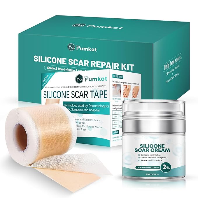 Advanced Silicone Scar Cream and Scar Sheets, Professional Scar Repair Kit for Surgical Scars, Stretch Marks, Old and New Scars