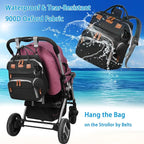 Jeryswet Baby Diaper Bags with Changing Station, Waterproof Large Capacity Diaper Bag Backpack for Moms Dads with USB Charging Port and Stroller Straps, Baby Shower Gifts, Black