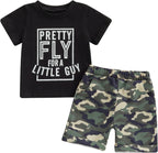 wdehow Toddler Kids Baby Boy Summer Clothes Sets 1T 2T 3T 4T 5T Letter Print Short Sleeve Tops Camouflage Shorts Outfits
