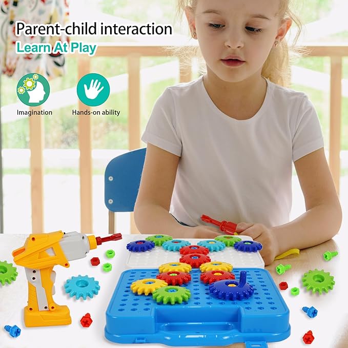 Gears Toys for Kids Ages 4-8, STEM Educational Construction Toys, Building Toy Set for Boys and Girls, Engineering Building Blocks Creative Learning Toy Set