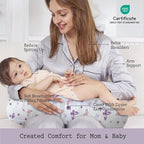 Little Grape Land Nursing Pillow, Soft 100% Cotton Breastfeeding Pillow with Breathable Muslin Removable Cover, Purple Butterfly Breast Feeding Pillows for Babies 0-12 Months with Protective Zipper