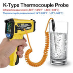 Infrared Thermometer Temperature Gun,-58°F to 1472°F Non Contact Digital IR Laser Thermometer Temp Gun with Probe & Humidity Measurement for Cooking,Griddle,Engine,HVAC,Adjustable Emissivity