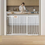 Baby Gate for Stairs 29-52 Inch Wide, Safety Gate for Baby Adjustable Pet Gate with Door Pressure Mounted Gates for Kids Toddler Dogs Extension Kit Indoor Stairway Doorway White (30.5'' Tall)