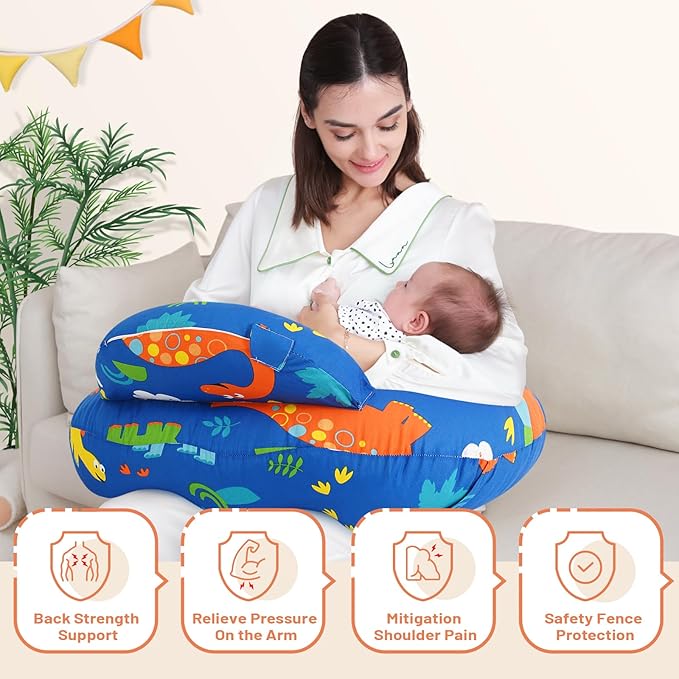 Nursing Pillow for Breastfeeding, Breastfeeding Pillows for More Support for Mom and Baby, Machine Washable, Navy Blue
