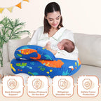 Nursing Pillow for Breastfeeding, Breastfeeding Pillows for More Support for Mom and Baby, Machine Washable, Navy Blue