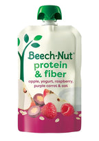 Beech-Nut Baby & Toddler Food Pouches with Protein and Fiber, Apple Yogurt Raspberry Purple Carrot & Oat Puree, 3.5 oz (12 Pack)