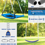 600lbs 6-in-1 Kids Swing Set, Backyard Playset with Belt & Platform Swings, Slide, Climbing Net, Basketball Hoop, Heavy-Duty A-Frame Metal Stand & 6 Anti-Tilt Stakes, Outdoor Gym for Ages 4-12