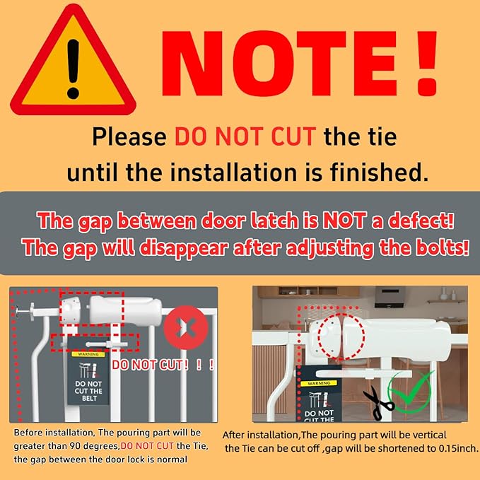 TSAYAWA Walk Through Baby Gate with Door, 43.5-48 Inch Wide Presure Mounted No Drill Metal Auto Close Child Gate for Stair Doorway - Indoor Outdoor Safty Gate for Toddler Dog Doggie, White