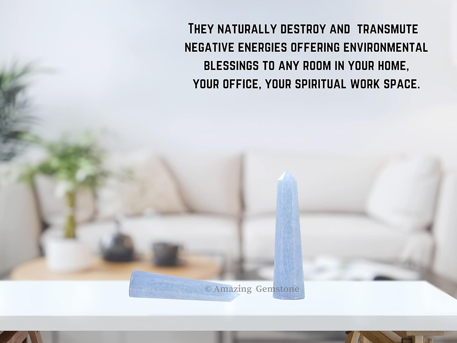 Amazing Gemstone Blue Calcite Celestite Crystal Towers ~ Natural Healing Crystal Point Obelisk for Reiki Healing and Crystal Grid (3 to 4 INCH)