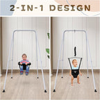 2 in 1 Baby Jumper with Swing - Indoor and Outdoor Use, Baby Jumpers and Bouncers, Toddler Swing with Foldable Stand（Black）