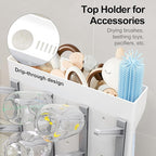GoMaihe Baby Bottle Drying Rack: Space Saving Vertical Bottle Dryer Holder - Baby Accessories Storage Stand Organize Brushes Pacifiers on Countertop - BPA-Free - Gray