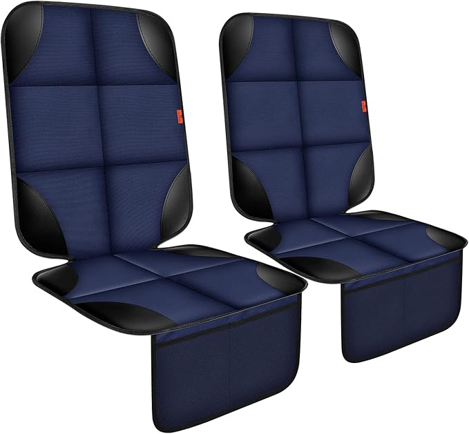 Car Seat Protector 2 Pack Car Seat Cushion Mat Thickest Padding,Waterproof 600D Fabric Car Seat Covers for Non-Slip Backing Mesh Pockets for Baby and Pet (Blue, 2 Pack)