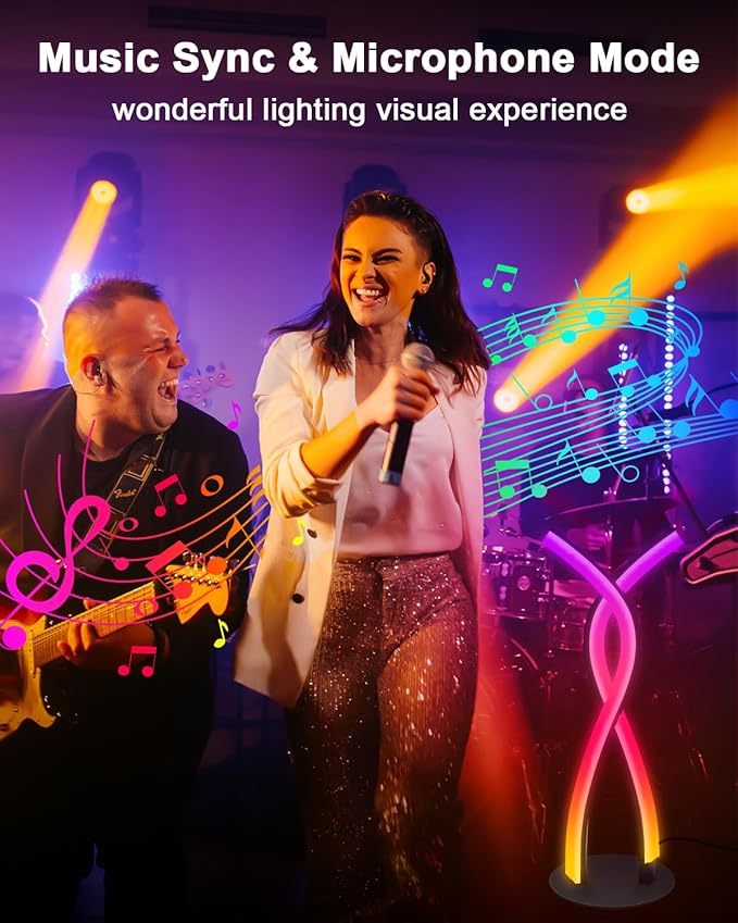 Daymeet LED Table Lamp, Modern Bedside Light Desk Nightstand Lamp RGBICW Color Changing Dimmable with Remote Music Sync Smart Bluetooth APP Control Night Light 5V USB Unique Desk Lamp for Bedroom Home