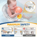 Orzbow Baby Bath Seat for Babies Sitting Up, Bath Seats for Babies 6-12-24 Months & Up with Adjustable Backrest, Non-Slip Baby Bathtub for Newborn Infant Toddler, Strong Suction & Comfortable, Gray