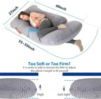 cauzyart Pregnancy Pillows for Sleeping U-Shape Full Body Pillow and Maternity Support - for Back, HIPS, Legs, Belly for Pregnant Women with Removable Bean Velvet Cover(Gray)