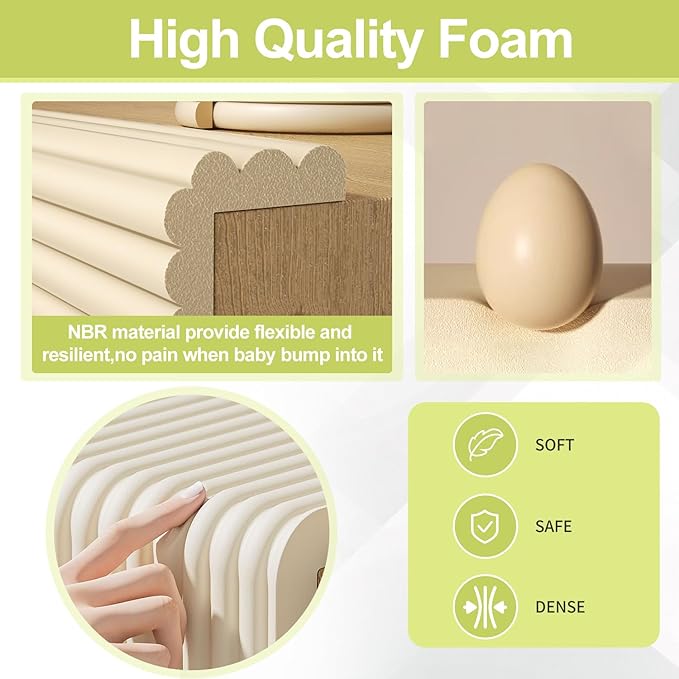 Baby Proofing Wall Corner Protector,Edge Guard Corner Protector,6.56ft Thinken Soft Corner Protectors Pre-Taped Soft Rubber Foam Edge Cushion for Furniture (Brown-L, 6.56Ft x 7.8" W x 0.47" Th)