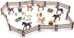 Toymany 24PCS Plastic Corral Fencing Playset Accessories for Farm Animals Figurines, Cake Toppers - Educational Gift for Kids and Toddlers