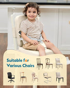 HOMEAL Toddler Booster Seat for Dining Table - Toddler Dining Cushion with Wipeable Surface -Booster Seat for Kitchen Chair with Easy-Install Straps - Breathable Fabric - Beige