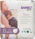 Bambo Nature Hypoallergenic Baby Diapers, Eco-Labelled Sustainable Diapers, Enhanced Leakage Protection, Totally Chlorine-free, Skin Friendly, and Super Absorbent - Size 6 (24 Count)