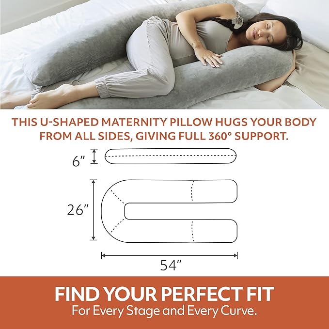 MedCline Pregnancy Pillow, Full Body Maternity Pillow For Side Sleeping, Comfortable Support for Bump, Back, Hip & Knees, Memory Foam Filling & Removable Cover, Pregnancy Essentials for Expecting Moms