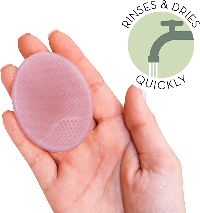 S&T INC. Exfoliating and Massaging Cradle Cap Bath Brushes for Baby, Silicone - 2 Inch x 2.5 Inch, Pink, 2 Pack