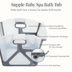 Evolur Supple Baby Spa Bath Tub – Foldable Portable Bathtub with Transparent Safety View for Newborns & Infants, Compact Travel Baby Bath Essentials