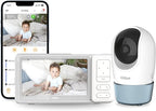 CHILLAX DM568 Video Baby Monitor – 2K QHD Baby Monitor with Camera and Audio w/Remote Pan‑Tilt‑Zoom, 5″ 720p Color Screen, Auto Dimming LED, Night Light & Sleep Trainer, Wi‑Fi/Non‑Wi‑Fi Viewing