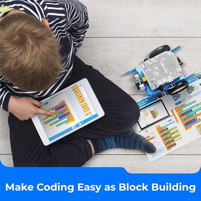 Makeblock mBot Robot Kit with Scratch Coding Box, STEM Projects for Kids Learn to Code with Scratch Arduino, Programmable Robot with 4 Programming Learning Projects, Gifts for Boys Girls Aged 8-12