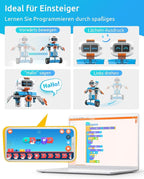 WhalesBot E7 Pro Coding & Remote Control Robot Kit for Kids 8+, Scratch & Modular Programming, Educational Engineering Science Toy Set with Smart Controller/Sensors/Motors for Kids Ages 8-12, 12-16