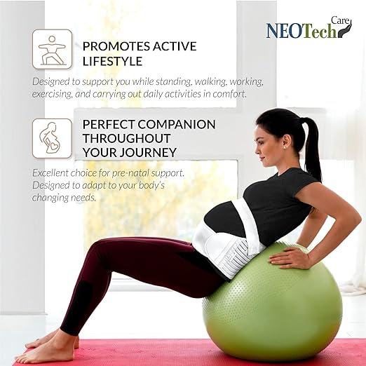 NeoTech Care Pregnancy Support Maternity Belt, Waist/Back/Abdomen Band, Belly Brace (Size XXL, Ivory Color)