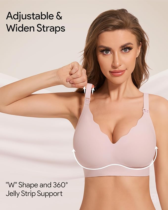 HBselect 3Pack Nursing Bras for Breastfeeding Seamless Scalloped Maternity Bras for Pregnancy Ultra Comfort Sleep Bras