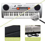 Raimy Piano Keyboard for Kids 49 Keys Portable Keyboard Piano Early Learning Educational Electronic Musical Instrument Toys Gifts for 3 4 5 6 7 8 9 Year Old Boys and Girls (Silver)
