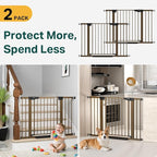 Cumbor 2 Pack 29.7-46" Baby Gate for Stairs, Mom's Choice Awards Winner-Auto Close Dog Gate for doorways, Easy Install Pressure Mounted Pet Gates indoor, Easy Walk Thru Wide Safety Gate for Dog, Brown