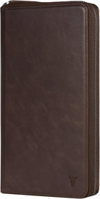 TORRO Premium Leather Family Travel Wallet, RFID Blocking Travel Organizer, Family Passport Holder for 4 Passports, Travel Documents and Cards (Dark Brown)