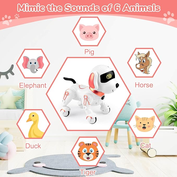 Robot Dog Toys for Kids 8 9 10 11 12, Remote Control Dogs, Robot Dog for Kids 8-12, Pet Robotic, Electric Toy, Robotic Dogs, Toys for 5 6 7 8 9 10 11 12 Years Old Boys Girls, Pink