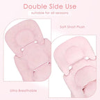 Infant Car Seat Insert for Newborn Girls Boys, Summer Mesh Baby Carseat Head Support with Strap Pads, Soft Reversible Baby Car Seat Insert Cushion Pad for Car Seat, Stroller, Bouncer, Swing, Pink