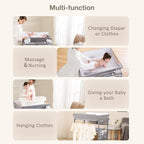 Maydolly Baby Changing Table, Portable Folding Changing Table with Wheels, Waterproof and Adjustable Height, Premium Diaper Changing Station with Two Drawers, Mobile Nursery for Newborn (Grey)